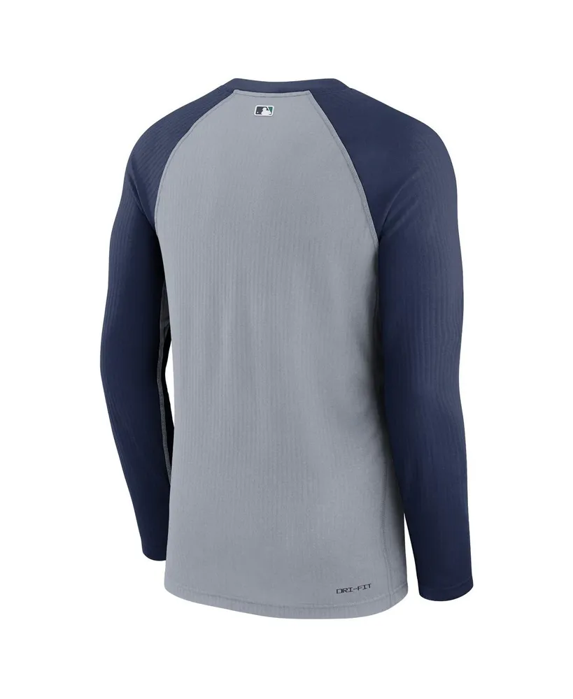 Men's Nike Gray Seattle Mariners Authentic Collection Game Raglan Performance Long Sleeve T-shirt