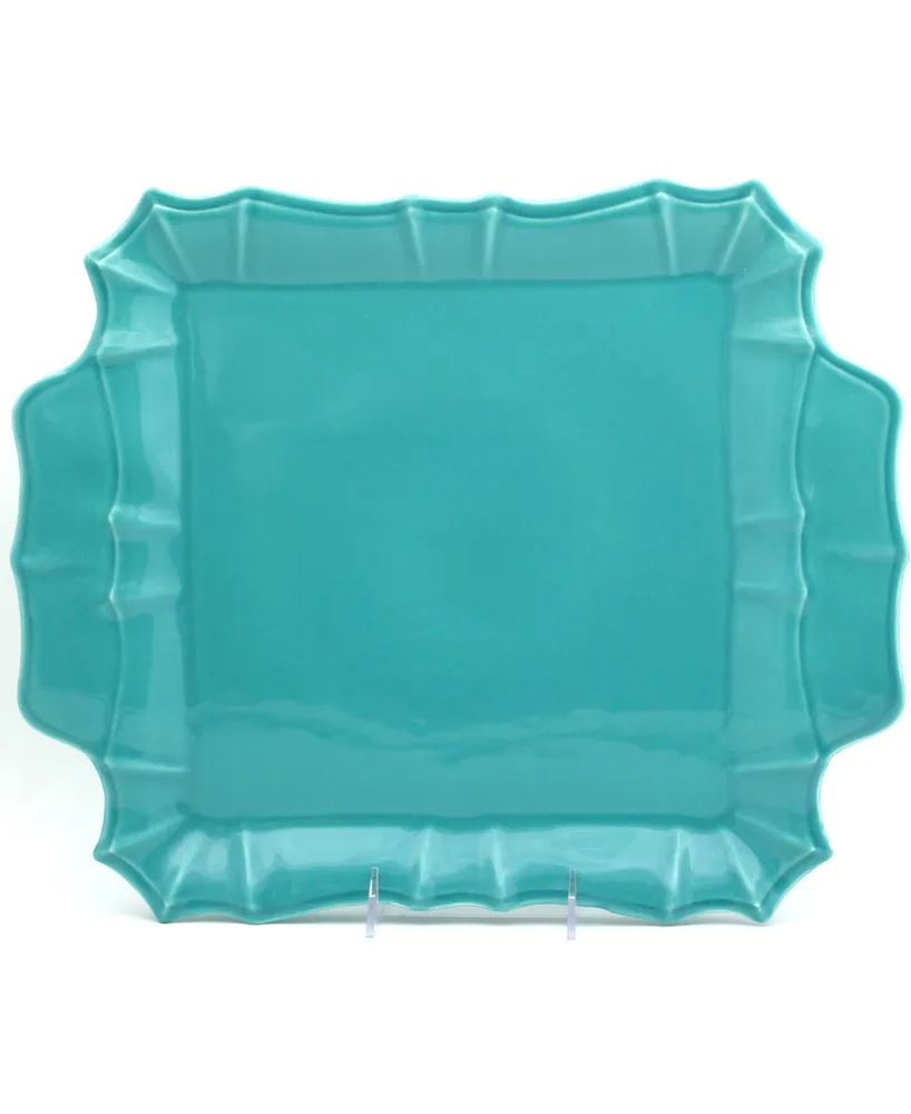 Euro Ceramica Chloe Turquoise Square Platter with Handles