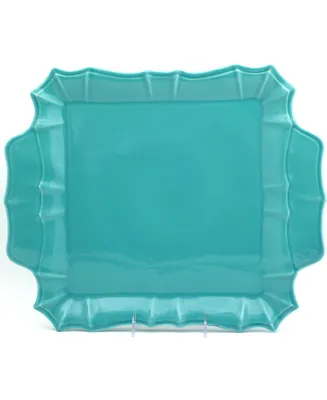 Euro Ceramica Chloe Turquoise Square Platter with Handles