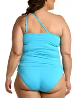 La Blanca Plus Size Island Goddess One Shoulder Keyhole Tankini Top Bottoms