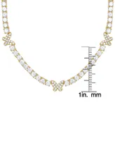 Macy's Cubic Zirconia Butterfly and Round Tennis Necklace 18" in 14K Gold Plated or Fine Silver Plate