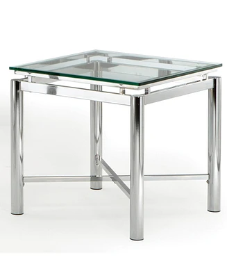 Steve Silver Nova 24" Glass and Chrome End Table