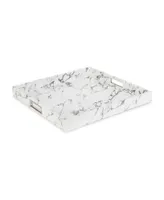 Marble with Silver-Tone Stainless Steel Handles Tray