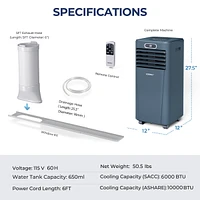 Costway Btu Portable Air Conditioner w/ Remote Control 3-in-1 Cooler Drying
