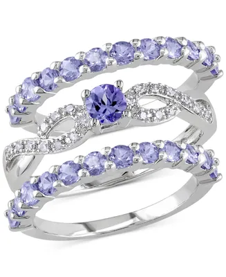 3-Pc. Set Tanzanite (2 ct. t.w.) & Diamond (1/10 Stack Rings Sterling Silver