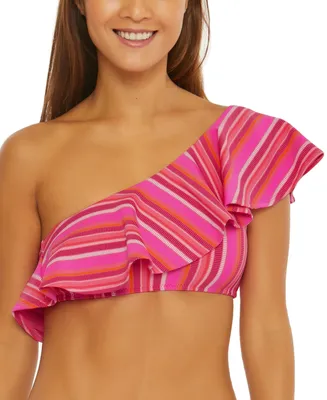 Trina Turk Women's Marai Ruffle-Trim One-Shoulder Bikini Top