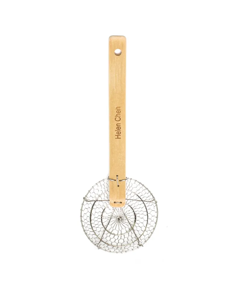 Helen's Asian Kitchen Spider Strainer, Stainless Steel Mesh with Natural Bamboo Handle, 1 each 7" and 5" Baskets