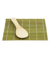 Helen's Asian Kitchen Sushi Rolling Set, Includes 2 Sushi Mats 2 Rice Paddles and 10-Pair Silk Wrapped Bamboo Chopsticks