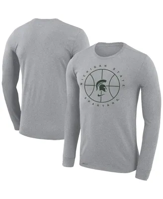 Men's Nike Heathered Gray Michigan State Spartans Basketball Icon Legend Performance Long Sleeve T-shirt