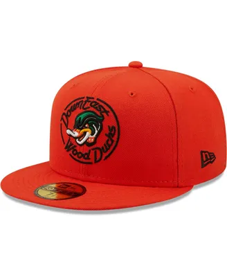 Men's New Era Orange Down East Wood Ducks Authentic Collection 59FIFTY Fitted Hat