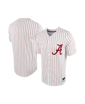 Men's Nike White, Crimson Alabama Tide Pinstripe Replica Full-Button Baseball Jersey