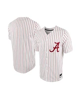 Men's Nike White, Crimson Alabama Tide Pinstripe Replica Full-Button Baseball Jersey