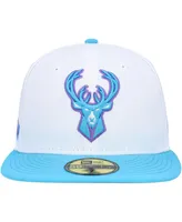 Men's New Era White Milwaukee Bucks Vice Blue Side Patch 59FIFTY Fitted Hat