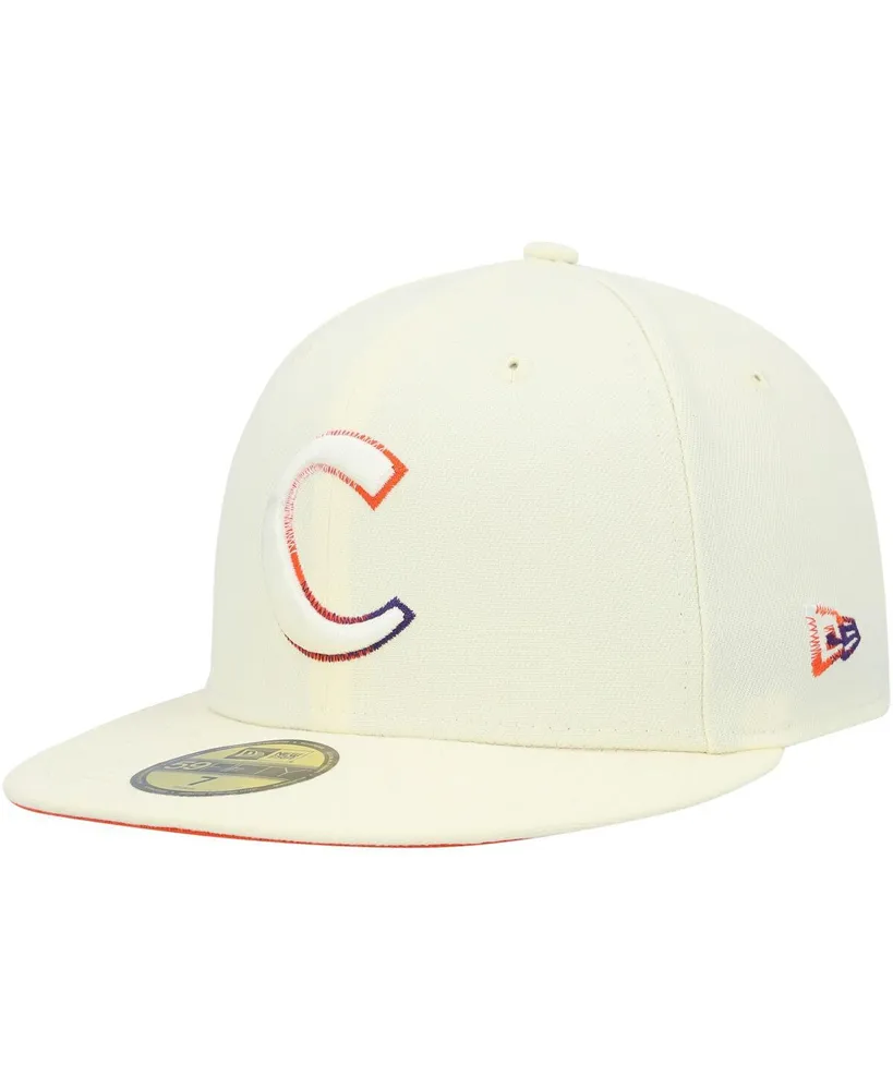 Men's New Era White Clemson Tigers Chrome Color Dim 59FIFTY Fitted Hat