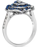 Le Vian Denim Ombre (7/8 ct. t.w.) & Nude Diamond (1/4 ct. t.w.) Flower Ring in 14k White Gold