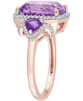 Amethyst (5-3/8 ct. t.w.) & Diamond (1/3 Halo Ring 14k Rose Gold