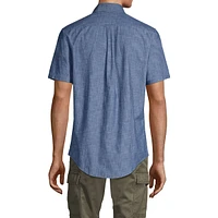 Lands' End Men's Short Sleeve Button Down Chambray Shirt