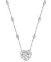 Moissanite Heart Halo Pendant Necklace (2 ct. t.w.) in Sterling Silver, 18" + 2" extender