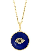 Effy Lapis Lazuli & Diamond (1/20 ct. t.w.) Evil Eye 18" Pendant Necklace in 14k Gold