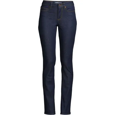 Lands' End Women's Tall Recover Mid Rise Straight Leg Blue Jeans
