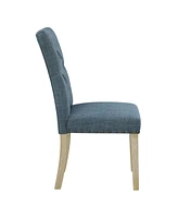 Preston Dining Chair 2-Pack with Antique-like Bronze Nailheads and Brushed Legs Fabric