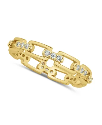 And Now This Cubic Zirconia 18K Gold Plated Link Ring