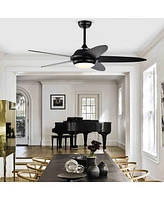 Costway 52'' Ceiling Fan with Led Lights & Remote Control 1/2/4/8H Timer 3 Speeds