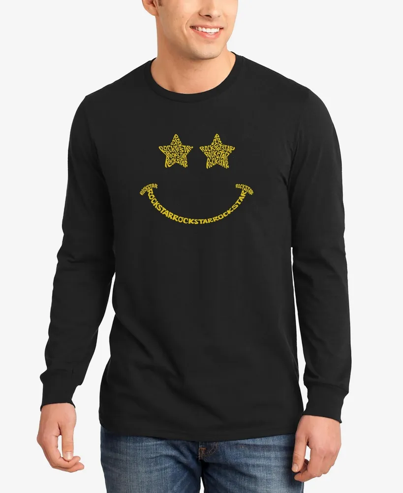 La Pop Art Men's Rockstar Smiley Word Long Sleeve T-shirt