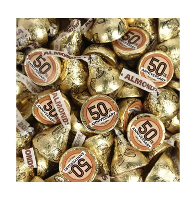 100 Pcs 50th Anniversary Gold Candy Hershey's Kisses Milk Chocolate (1lb, Approx. 100 Pcs)