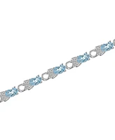 Aquamarine (5 ct. tw.) & Diamond (1/20 ct. t.w.) Link Bracelet in Sterling Silver