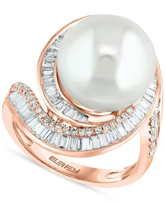 Effy Cultured Freshwater Pearl (12-1/2mm) & Diamond (3/4 ct. t.w.) Ring 14k White Gold (Also Available Yellow Rose Gold)