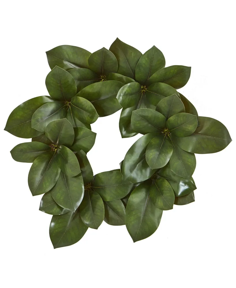 Nearly Natural 22" Magnolia Leaf Artificial Wreath