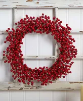 Nearly Natural 22" Berry Artificial Wreath