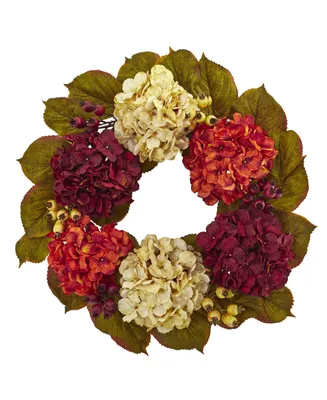 Nearly Natural 20" Hydrangea Berry Artificial Wreath