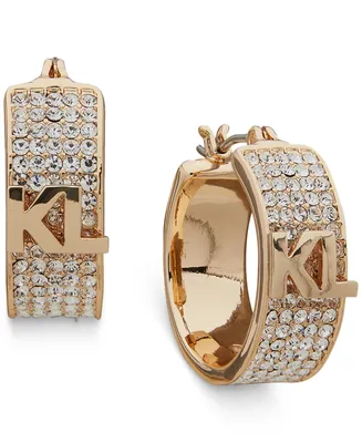 Karl Lagerfeld Paris Gold-Tone Crystal Small Hoop Earrings, .63"