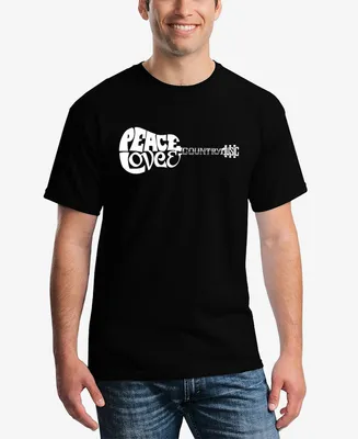 La Pop Art Men's Word Peace Love Country Short Sleeve T-shirt