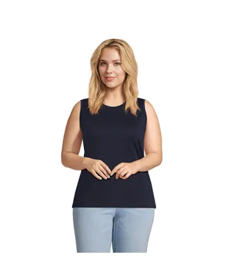 Lands' End Plus Supima Cotton Crew Neck Tank Top