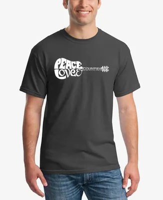 La Pop Art Men's Word Peace Love Country Short Sleeve T-shirt