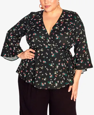 City Chic Plus Holiday Print Top