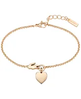 Lacoste Carnation Gold Tone Crocodile Heart Bracelet