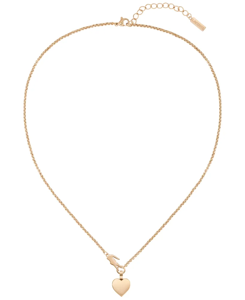 Lacoste Carnation Gold Tone Crocodile Heart Necklace