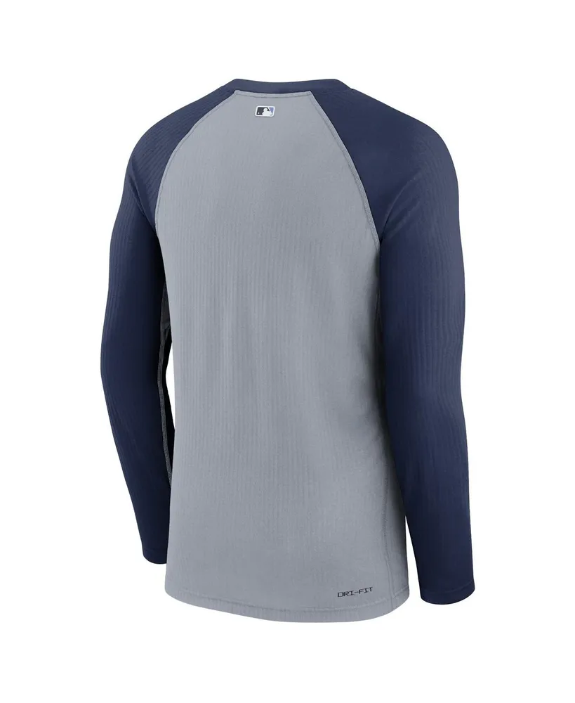 Men's Nike Gray Tampa Bay Rays Authentic Collection Game Raglan Performance Long Sleeve T-shirt