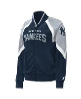 Women's Starter Navy New York Yankees Touchdown Raglan Full-Zip Track Jacket