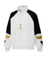 Men's adidas White Juventus Football Icon Raglan Quarter-Zip Top