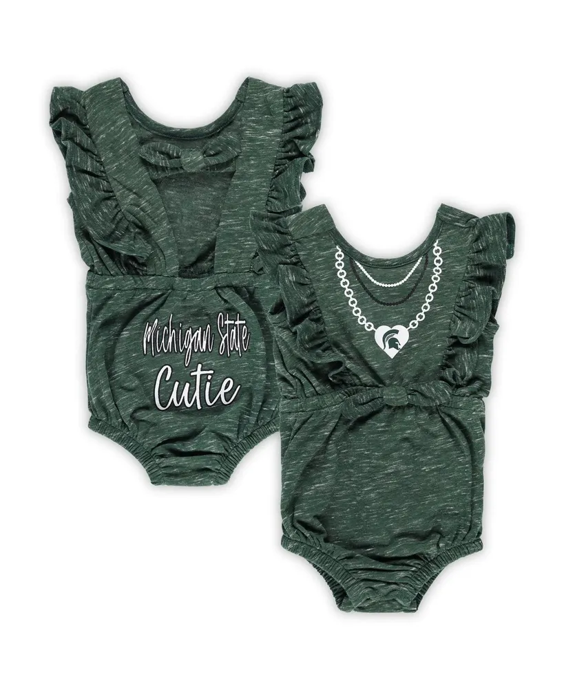 Girls Newborn and Infant Colosseum Green Michigan State Spartans Gidget Ruffle Bodysuit