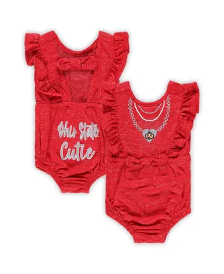 Girls Newborn and Infant Colosseum Scarlet Ohio State Buckeyes Gidget Ruffle Bodysuit