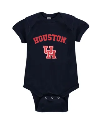 Newborn and Infant Boys Girls Navy Houston Cougars Arch & Logo Bodysuit