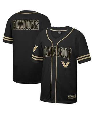 Men's Colosseum Black Vanderbilt Commodores Free Spirited Mesh Button-Up Baseball Jersey