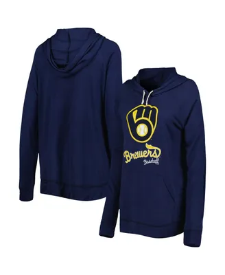 Women's Touch Navy Milwaukee Brewers Pre-Game Raglan Pullover Hoodie