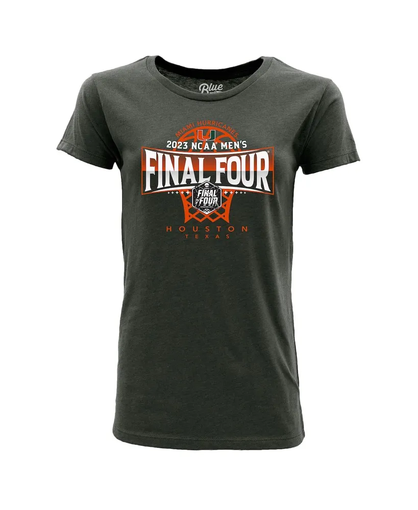 Women's Blue 84 Charcoal Miami Hurricanes 2023 Ncaa Men's Basketball Tournament March Madness Final Four T-shirt